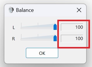 Balance the sound and click OK.