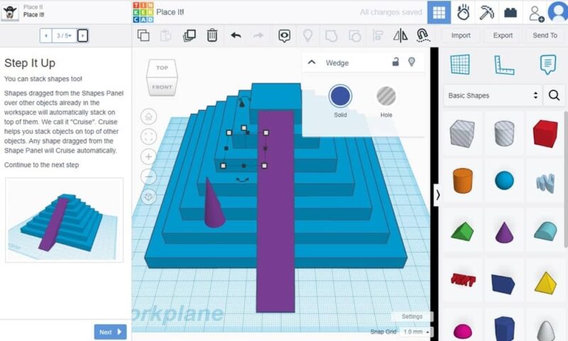 Creating stairs with Tinkercad.
