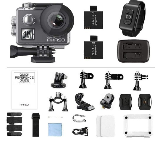 Accessories included with Akaso V50 Elite camera.