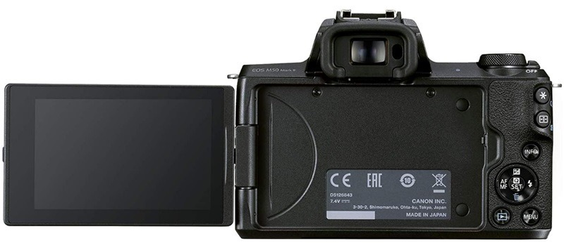 Back of one of the best cameras for vlogging the Canon EOS