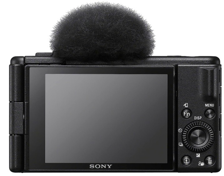 Back of the Sony vlogging camera.