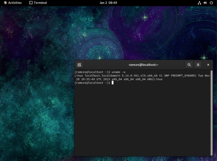 A screenshot of the CentOS Stream desktop.