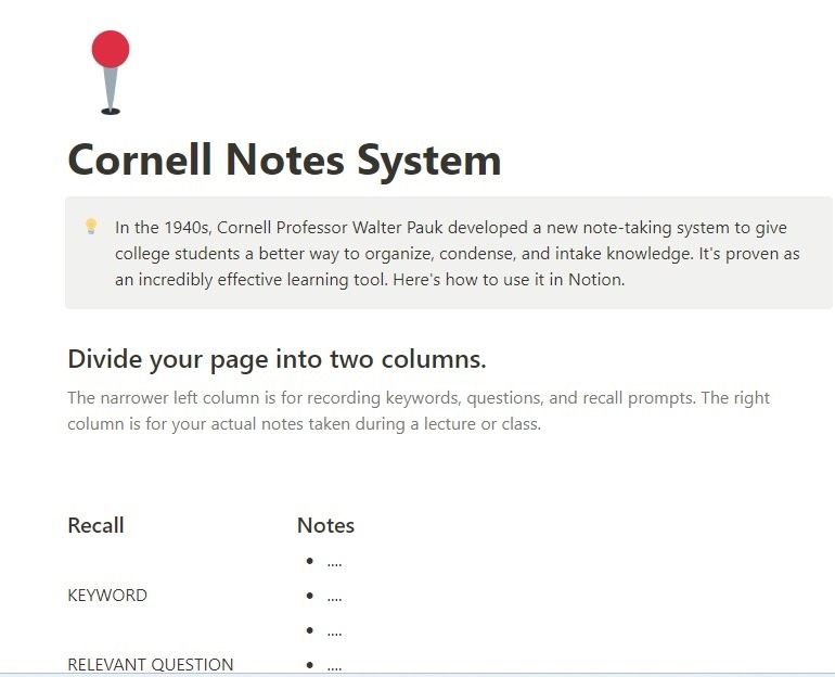 Best Free Notion Templates For Student Student Cornell