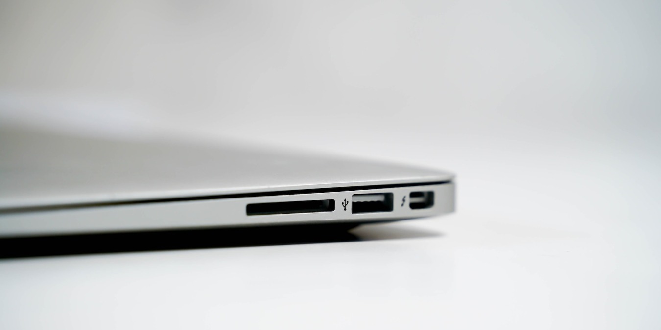 USB port on laptop close up