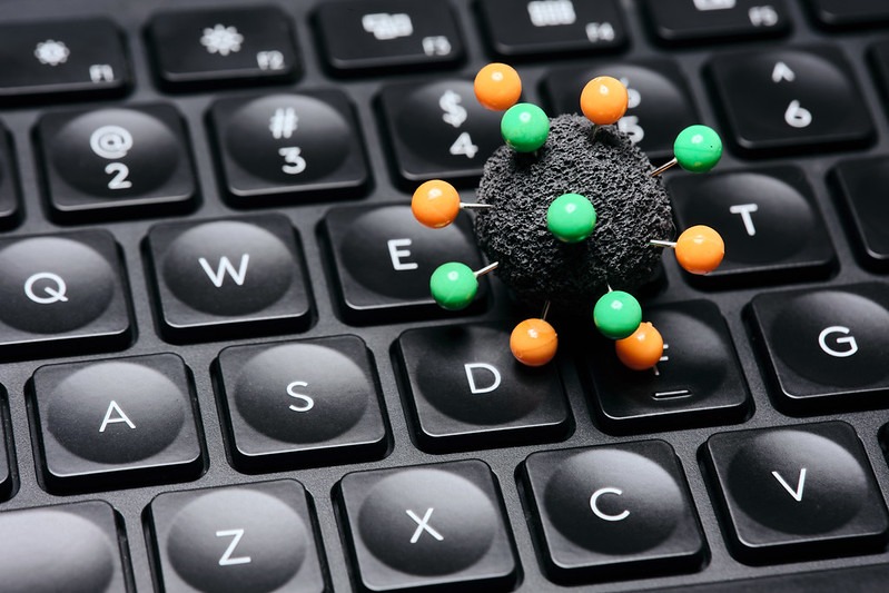 A virus on a keyboard