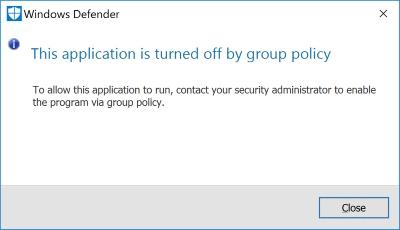 Confirmation in group policy that Defender is turned off