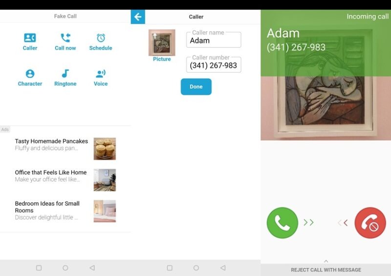Fake Call - Prank app interface overview.