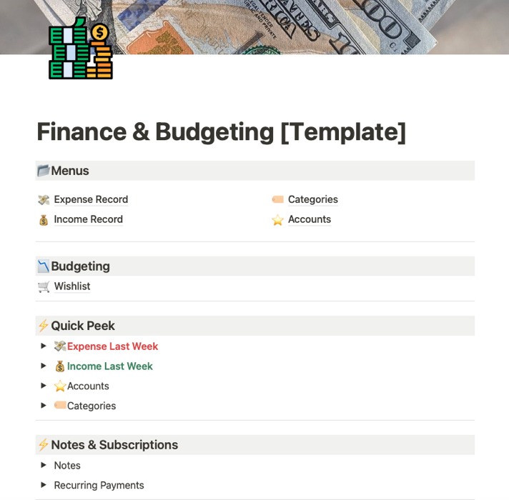 Finance and Budgeting main page