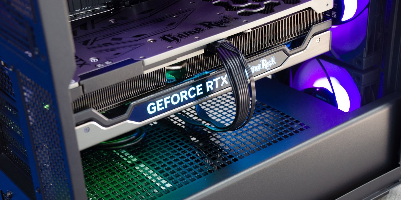 Close up of a graphics card inside a PC case