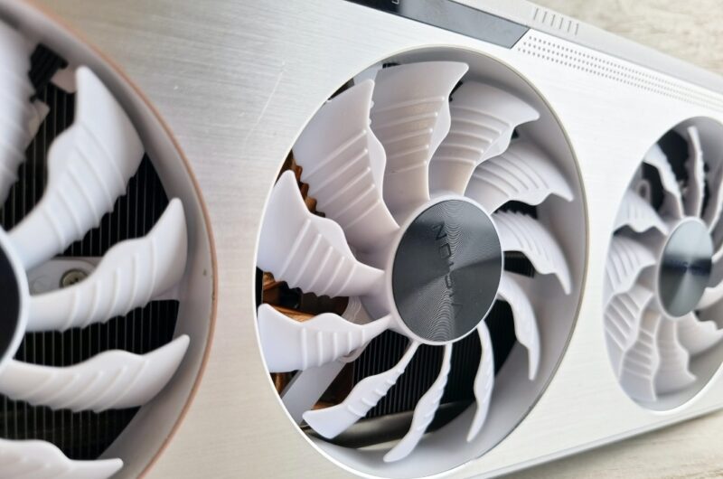 Close up of graphics card fans