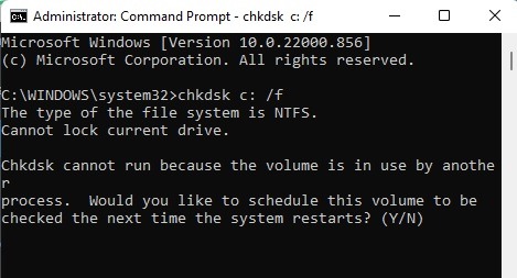 How To Fix Copy Paste Not Working In Windows Run Cmd Chkdsk Y