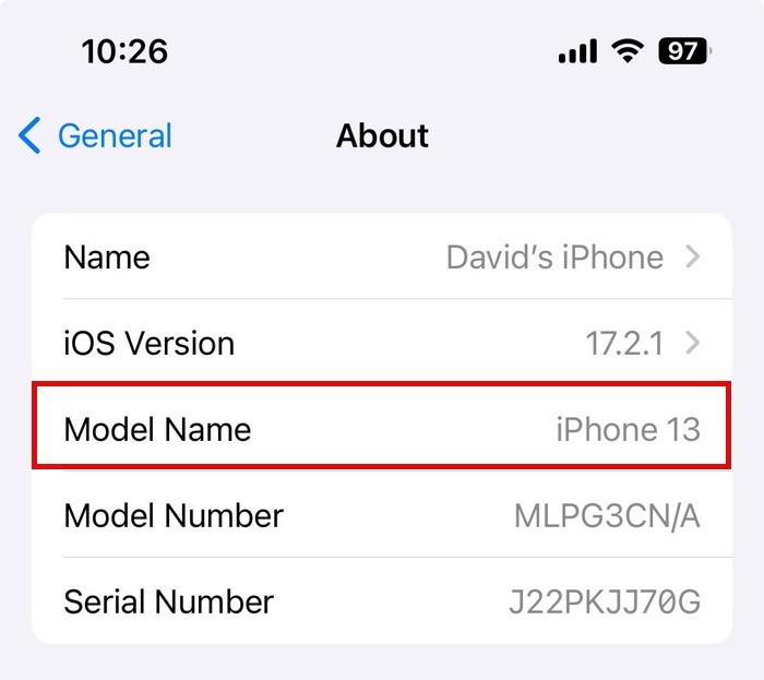 Ios About Section In Settings App