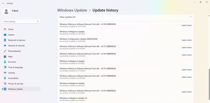 Other updates in Update History for December 2023.
