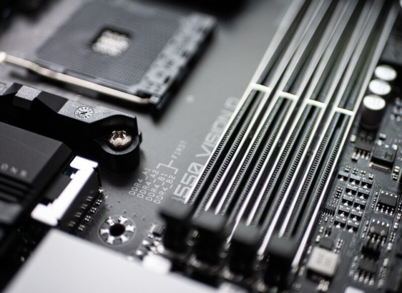 ATX motherboard close up