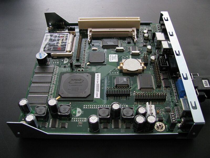 Closeup of a Mini ITX motherboard