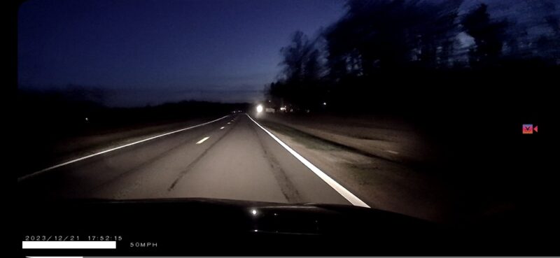 Using the dash cam at night.