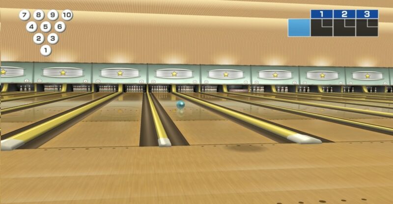 Playing Wii Sports bowling