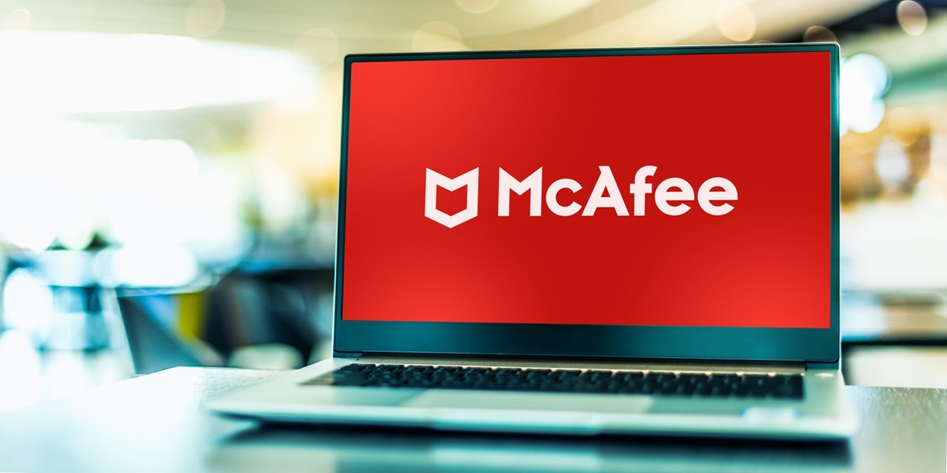 Laptop Computer Displaying Logo Of Mcafee
