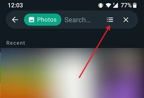 Tapping on small hamburger menu in WhatsApp for Android all message search.