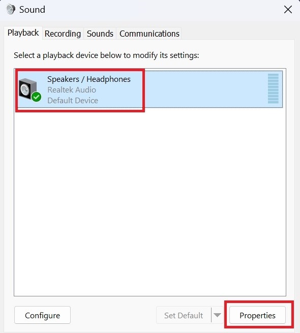 Selecting headphones in Sound window under "Playback" tab.