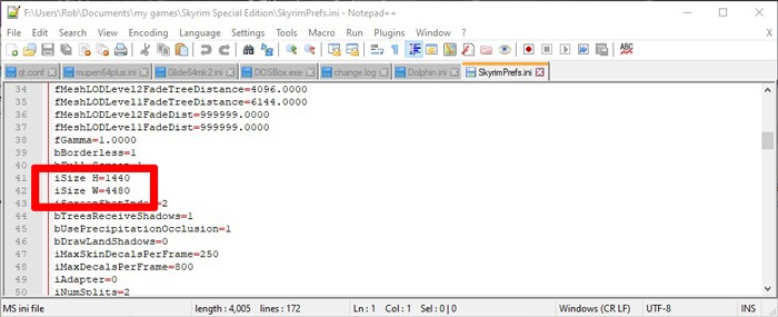 Modifying INI file in Notepad.