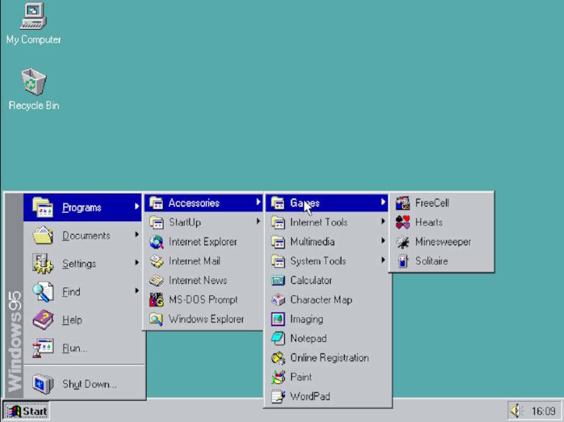 Programs in Windows 95 in a web browser emulator.