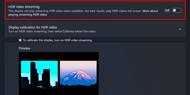 Turning off HDR video streaming via Settings