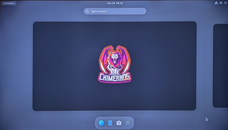 A screenshot of the default Chimera OS desktop environment.