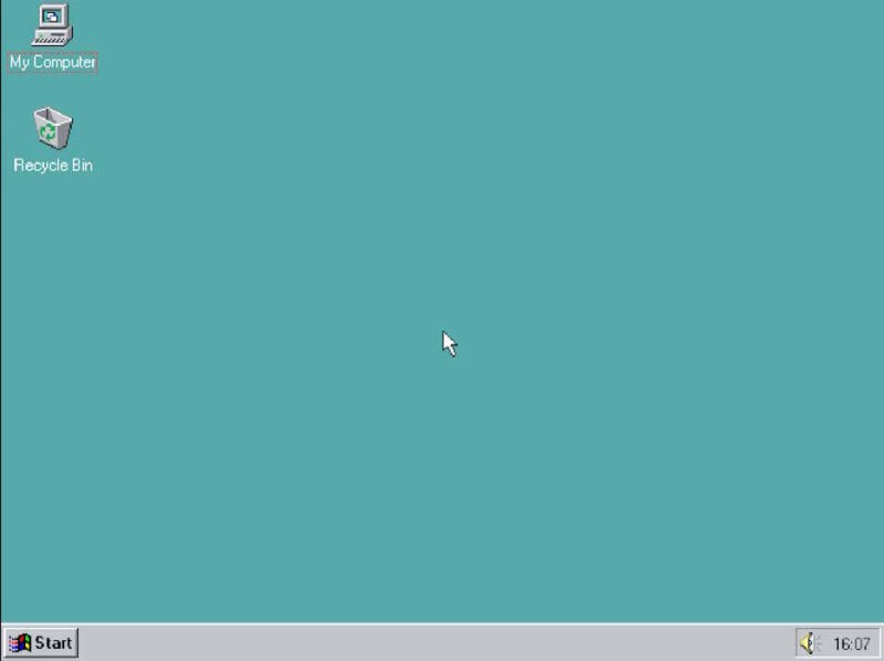 Windows 95 desktop view in a web browser emulator.
