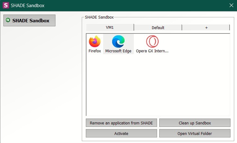 SHADE Sandbox app view running on Windows PC.