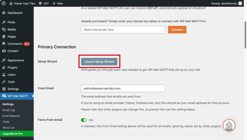 Wp Mail Smtp Plugin Launch Setup Wizard Button Highlighted