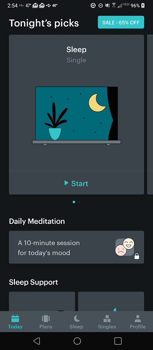 Balance's Sleep meditation section