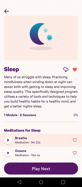 Smiling Mind's Sleep meditation section