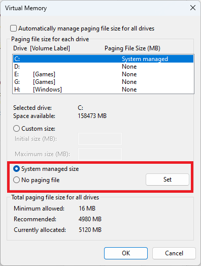 Change Pagefile Size And Location Windows Change Pagefile Location