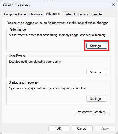 Change Pagefile Size And Location Windows System Settings Advanced