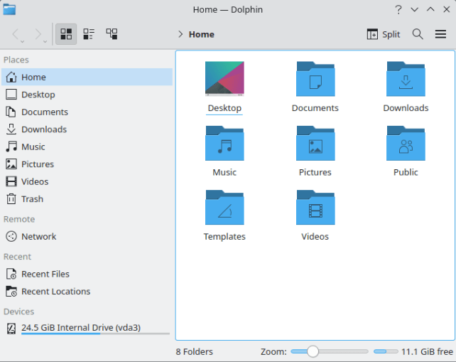 A screenshot showing the Dolphin file manager.