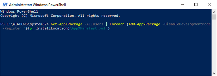 Typing command in PowerShell. 