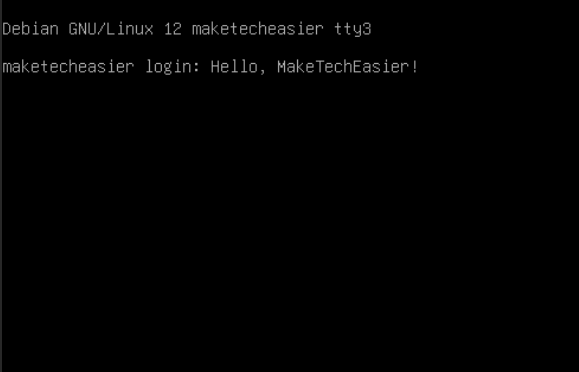 A terminal showing arbitrary text in a machine's TTY console.