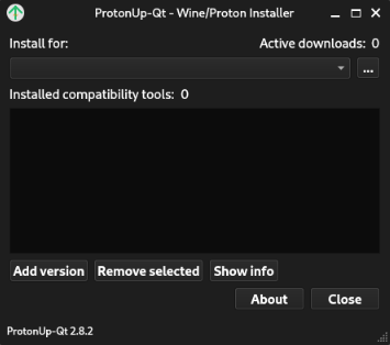 A screenshot showing the Wine/Proton Installer in Nobara Linux.